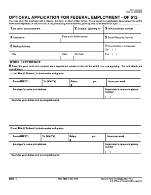 Optional Application for Federal Employment