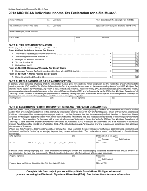Michigan Individual Income Tax Declaration for e-file