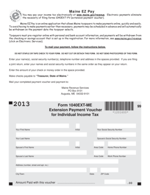 Maine Income Tax Extension Payment Voucher