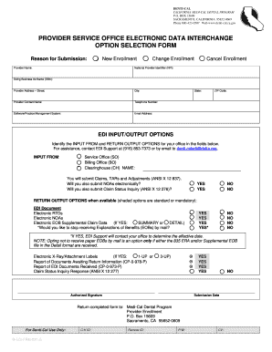 California Medi-Cal Dental EDI Option Selection Form