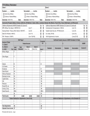 VITA Military Worksheet