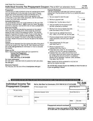 Utah Individual Income Tax Prepayment Coupon