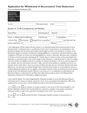 Application for Withdrawal of Accumulated Total Deductions