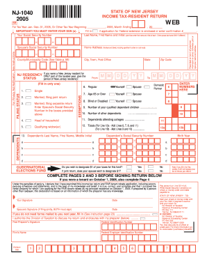 New Jersey 2005 Income Tax Resident Return