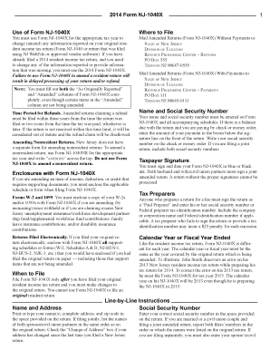 New Jersey Amended Tax Return Form NJ-1040X