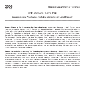 Georgia Form 4562 Depreciation and Amortization