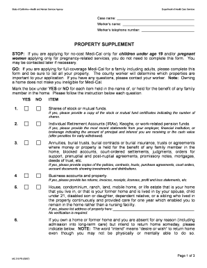 California Medi-Cal Property Supplement Form