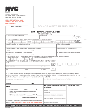 New York Birth Certificate Application