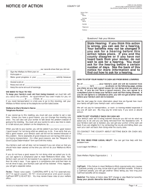 California Welfare-to-Work Notice of Action