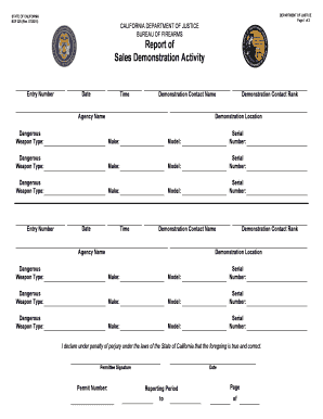 California Sales Demonstration Activity Report