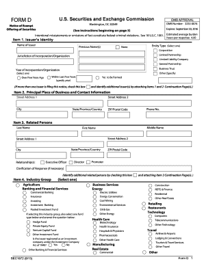 Form D Notice of Exempt Offering of Securities