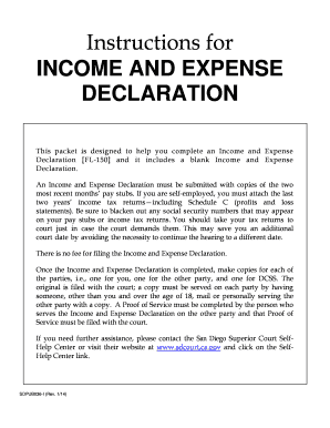 California Income and Expense Declaration Form FL-150