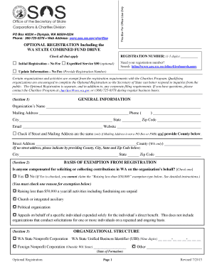 Washington State Charities Optional Registration Form