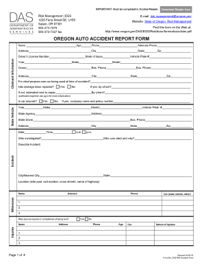 Oregon Auto Accident Report Form