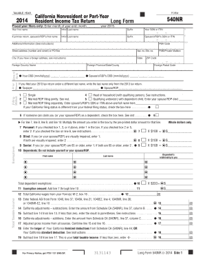 California Nonresident or Part-Year Resident Income Tax Return