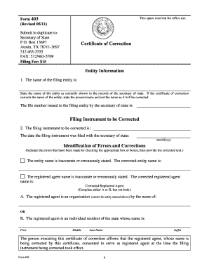 Texas Certificate of Correction