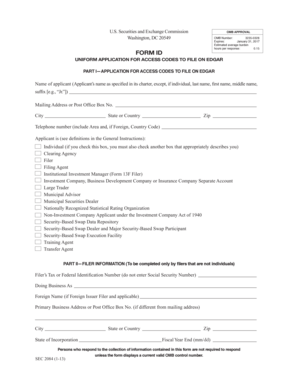 Form ID Application for EDGAR Access Codes