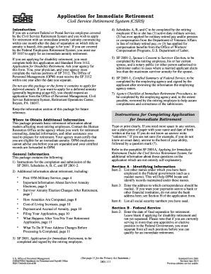 US Federal Immediate Retirement Application