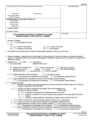 Declaration for Default Judgment by Court