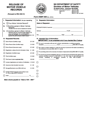 New Hampshire Motor Vehicle Record Request Form