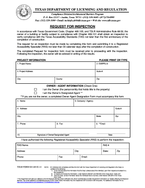 Texas Request for Inspection Form