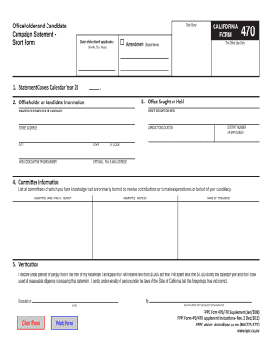 California Form 470 Campaign Statement