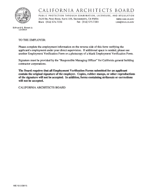 California Employment Verification Form