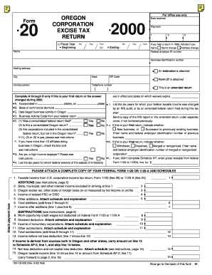 Oregon Corporation Excise Tax Return