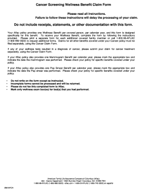 Cancer Screening Wellness Benefit Claim Form