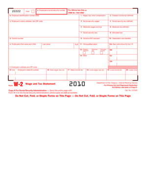 Form W-2 Wage and Tax Statement