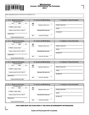 Mississippi Income Withholding Tax Schedule