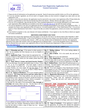 Pennsylvania Voter Registration Application Form