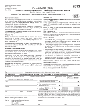 Connecticut Annual Summary and Transmittal of Information Returns