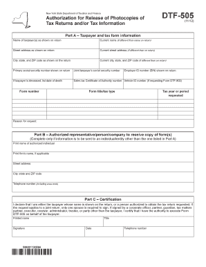 New York State Tax Return Authorization Form DTF-505