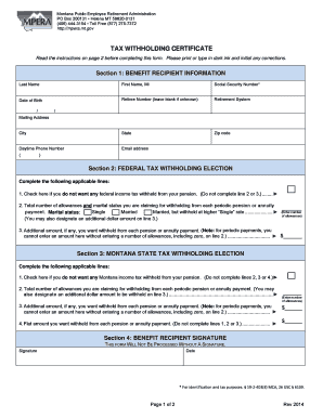 Montana Tax Withholding Certificate