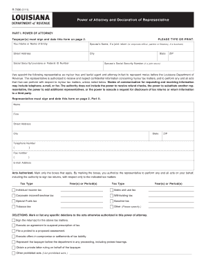 Louisiana Power of Attorney and Declaration of Representative