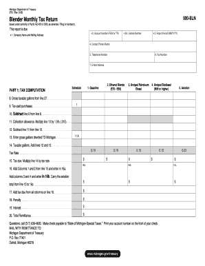 Michigan Blender Monthly Tax Return