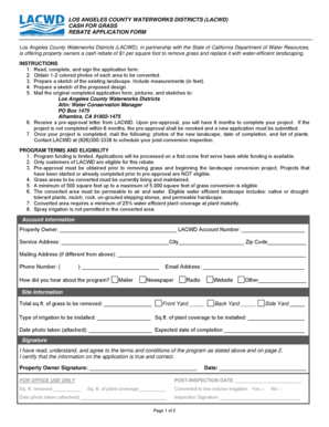 Los Angeles County Cash for Grass Rebate Application