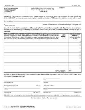 Michigan Conservatorship Inventory Form