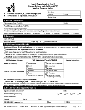 Hawaii WIC Medical Documentation Form