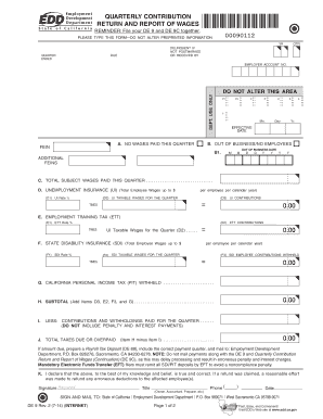 California Quarterly Contribution Return and Report of Wages
