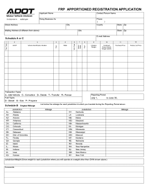 Arizona FRP Apportioned Registration Application