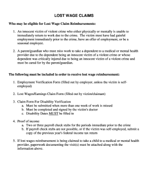 Lost Wage Claim Reimbursement Form