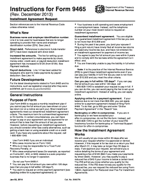 IRS Form 9465 Installment Agreement Request