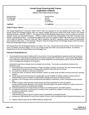 Georgia Dream Homeownership Program Application Affidavit