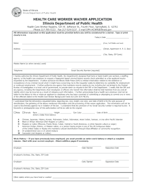Health Care Worker Waiver Application