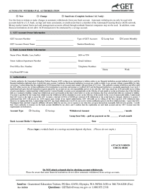 Automatic Withdrawal Authorization Form