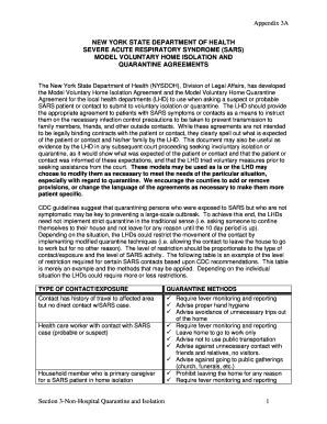 New York SARS Voluntary Home Isolation Agreement