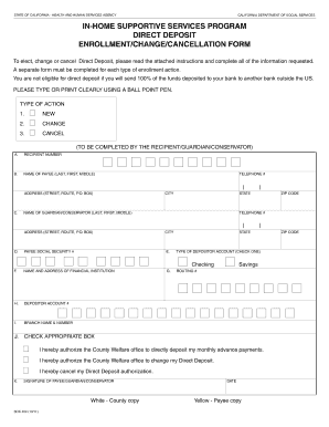 California IHSS Direct Deposit Enrollment Form