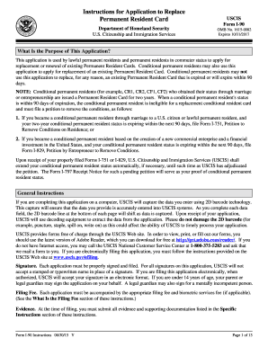 USCIS Form I-90 Application to Replace Permanent Resident Card